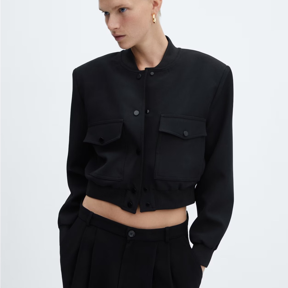 MANGO BOMBER JACKET WITH SHOULDER PADS